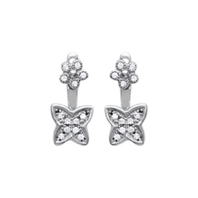 Load image into Gallery viewer, Mystigrey Butterfly .925 Sterling Silver Plated Rhodium Jacket Earrings for Women with Cubic Zirconia

