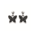 Butterfly Black Earrings in 925 Sterling Silver Plated Rhodium