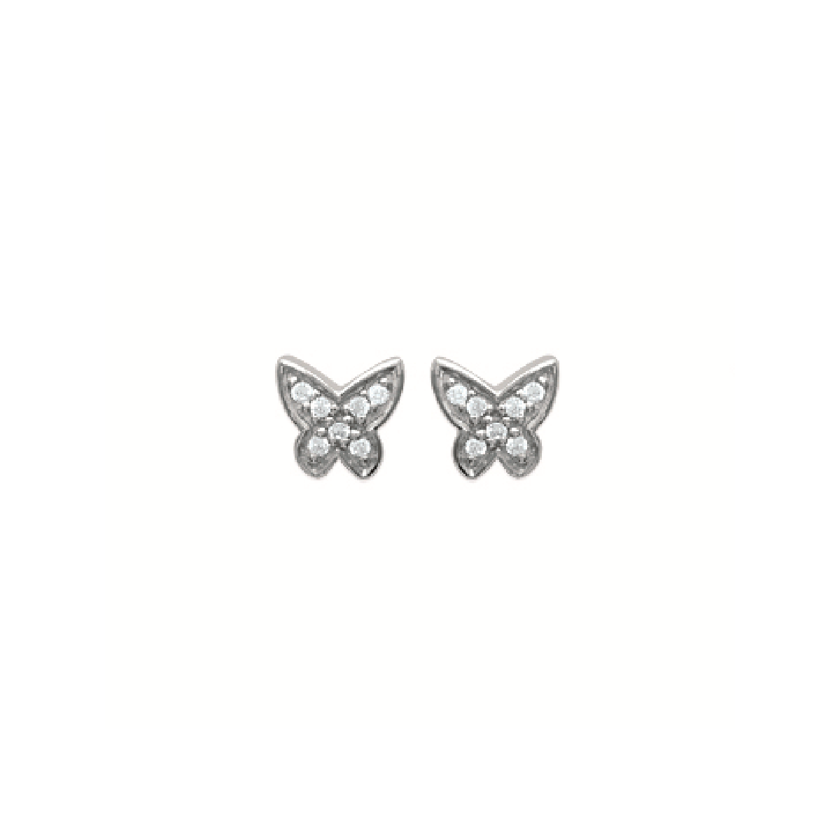 Butterfly Stud Earrings in 925 Sterling Silver Plated Rhodium