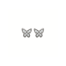 Load image into Gallery viewer, Mystigrey Butterfly .925 Sterling Silver Plated Rhodium Stud Earrings for Women with Cubic Zirconia
