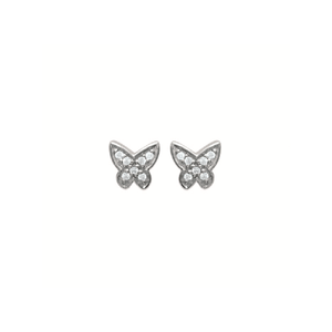 Mystigrey Butterfly .925 Sterling Silver Plated Rhodium Stud Earrings for Women with Cubic Zirconia