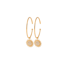 Load image into Gallery viewer, Mystigrey Sunny 18K Gold Plated Sun Dangle Earrings for Women with Cubic Zirconia
