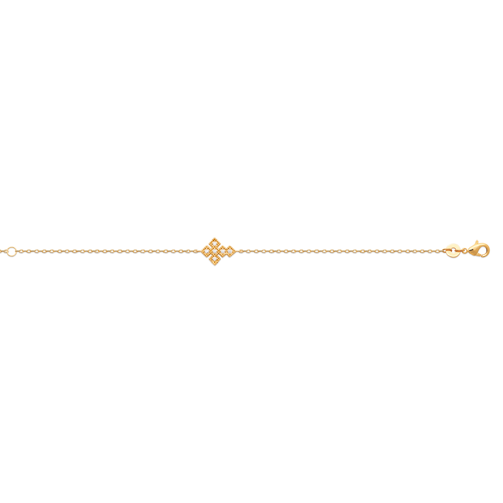 Mystigrey Small Cross 18K Gold Plated Bracelet for Women with Cubic Zirconia White