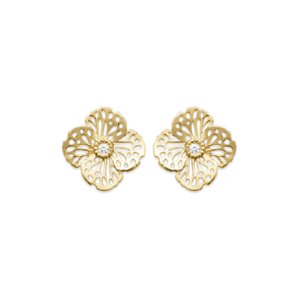 Pansy Plumeria Earrings in 18K Gold Plated