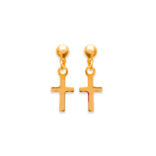 Load image into Gallery viewer, Mystigrey Cross 18K Gold Plated Dangle Earrings for Women
