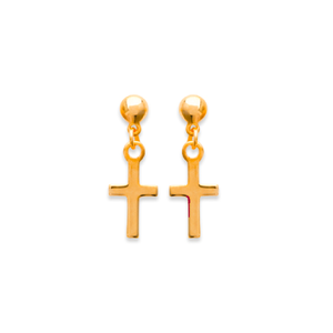 Mystigrey Cross 18K Gold Plated Dangle Earrings for Women