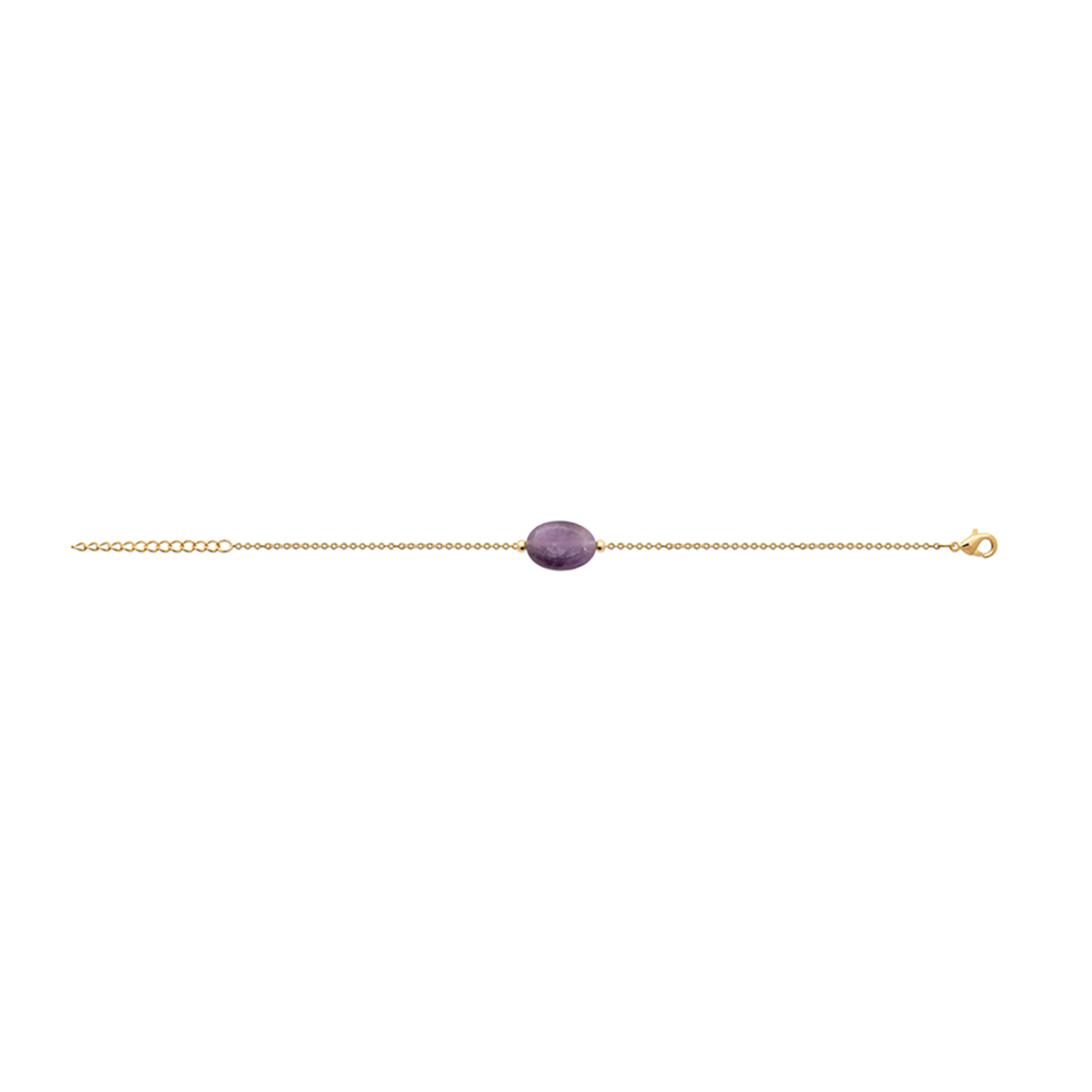 Mystigrey Serenity 18K Gold Plated Bracelet for Women Violet Amethyst, Black Agate and White Quartz Large