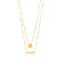 Mystigrey Lucy Circle 18K Gold Plated  Dual Necklace for Women Circle Bar