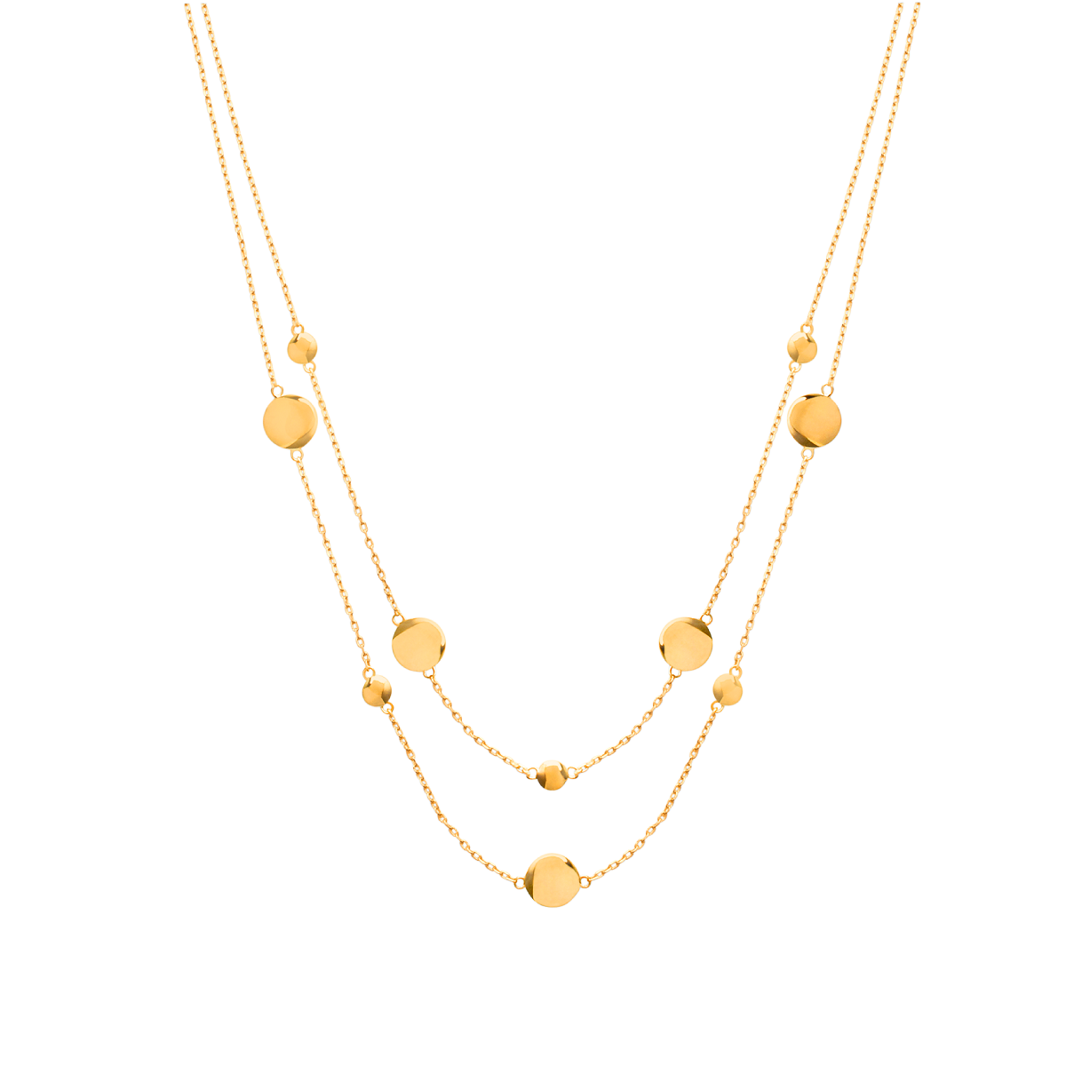 Lucy Dual Dot Necklace in 18K Gold Plated