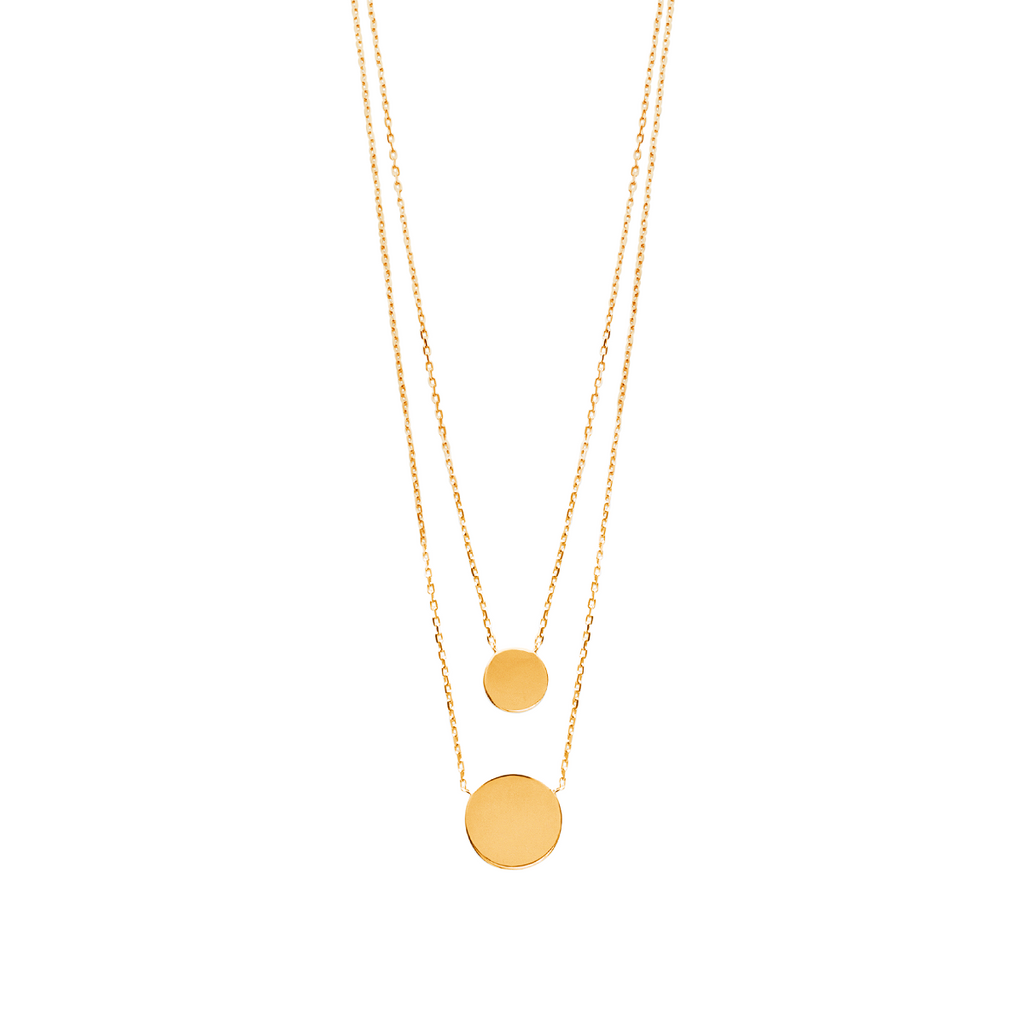 Mystigrey Lucy Double Circle 18K Gold Plated  Dual Necklace for Women two Circles