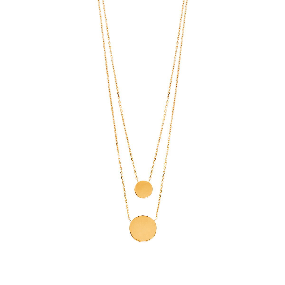 Mystigrey Lucy Double Circle 18K Gold Plated  Dual Necklace for Women two Circles