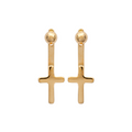 Mystigrey Cross 18K Gold Plated Jacket Earrings for Women