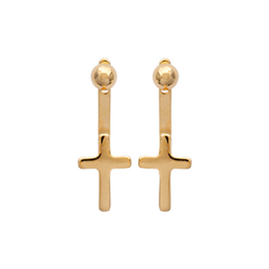 Mystigrey Cross 18K Gold Plated Jacket Earrings for Women