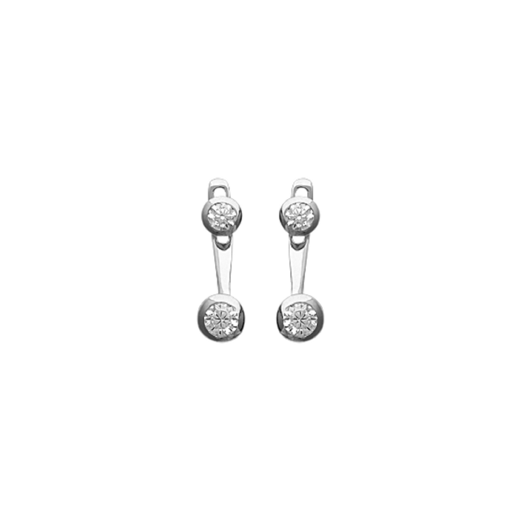 Mystigrey Liberty .925 Sterling Silver Plated Rhodium Jacket Earrings for Women with Cubic Zirconia