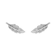 Load image into Gallery viewer, Mystigrey Ariel Feather .925 Sterling Silver Plated Rhodium and 18K Gold Plated Earrings
