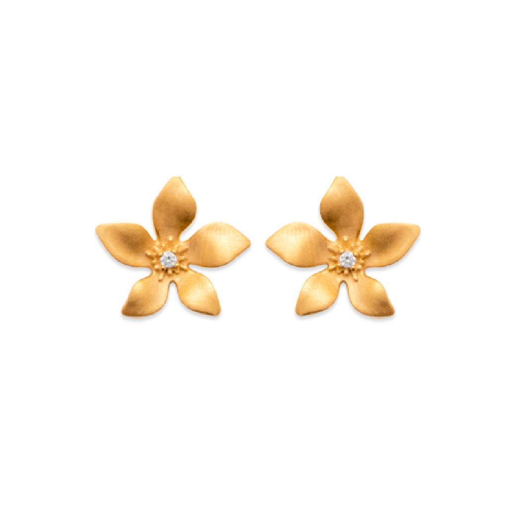 Leilani Flower Stud Earrings in 18K Gold Plated