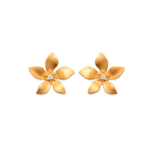 Load image into Gallery viewer, Mystigrey Leilani 18K Gold Plated Flower Stud Earrings for Women with Cubic Zirconia
