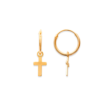 Load image into Gallery viewer, Mystigrey Cross 18K Gold Plated Hoop Earrings for Women 0.4 x 0.2 and in 0.6 x 0.25
