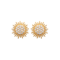 Mystigrey Sunny 18K Gold Plated Sunflower Stud Earrings for Women with Cubic Zirconia
