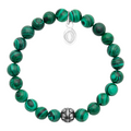 Rio Green Malachite Bead Bracelet in stainless steel