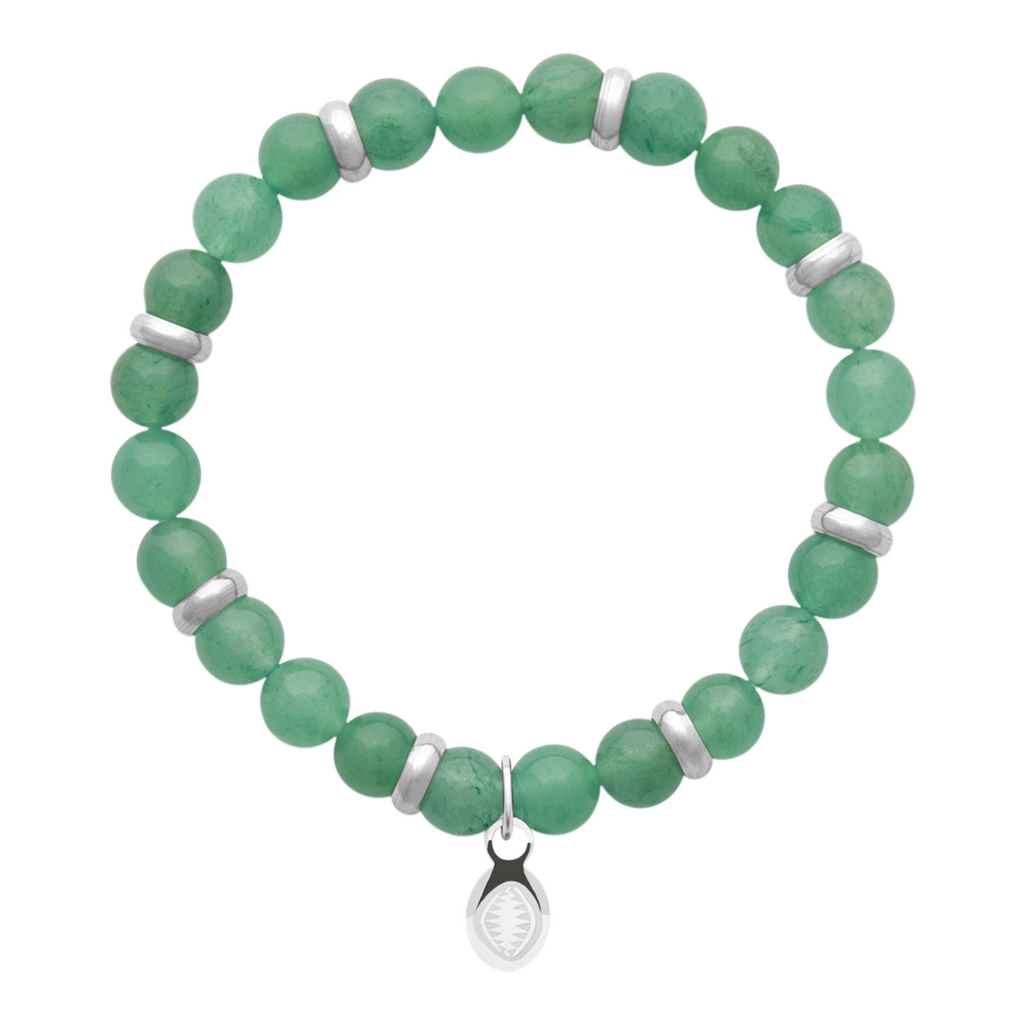 Rio Stainless Steel Bracelet Green Quartzite  Large
