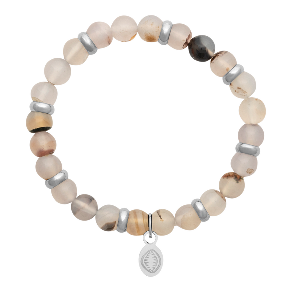 Rio Stainless Steel Bracelet White Onyx  Large