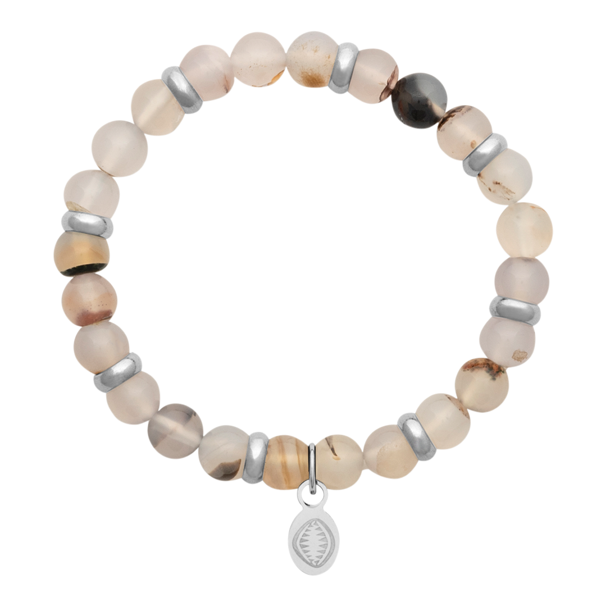 Rio Stainless Steel Bracelet White Onyx  Large
