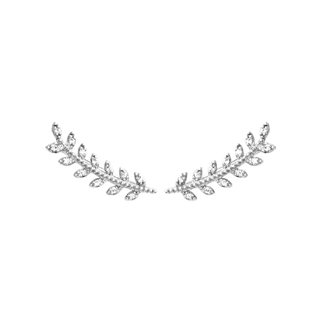 Eden Sparkle Climber Earrings in 925 Sterling Silver Plated Rhodium or 18K Gold Plated, view 3