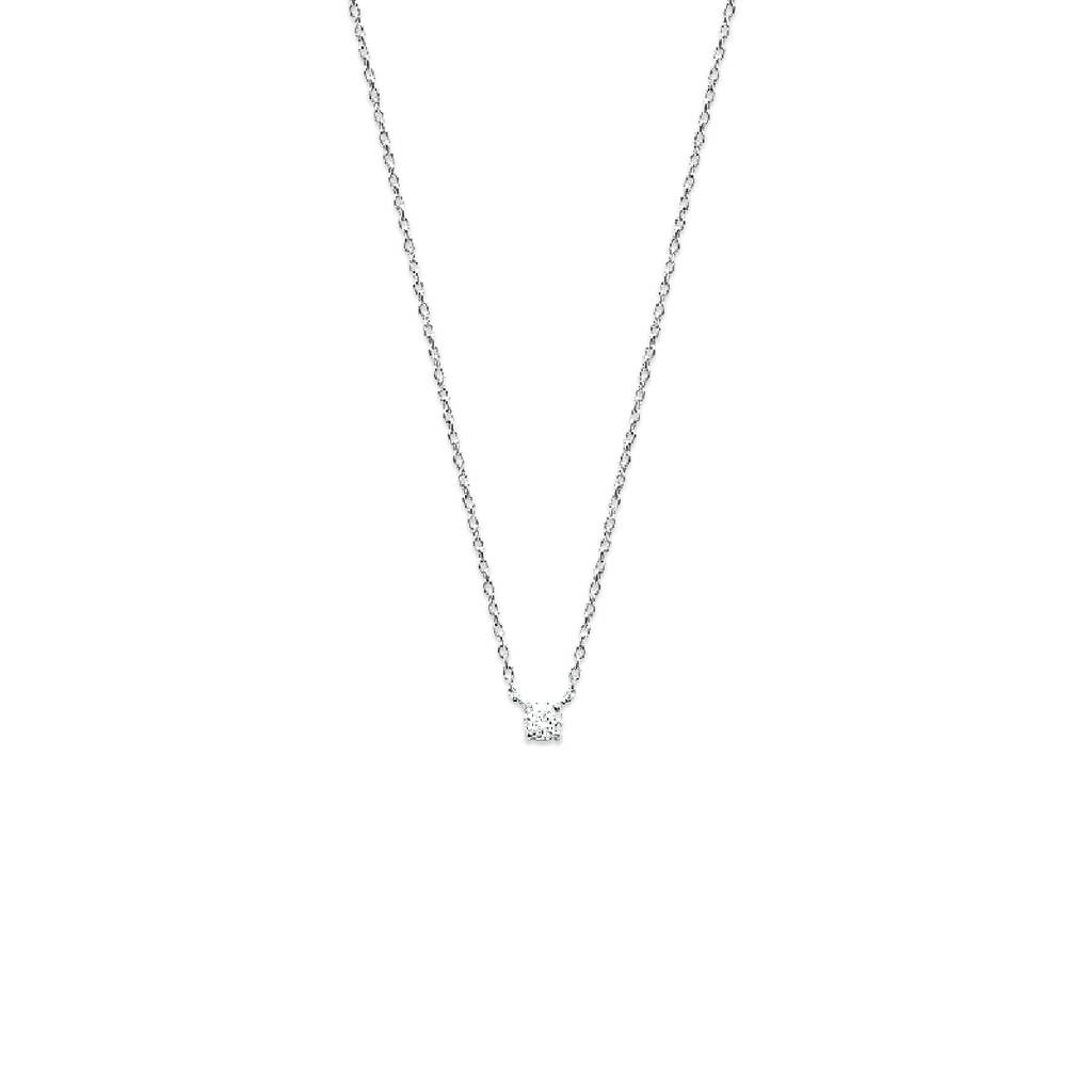 Solitaire Necklace in 925 Sterling Silver Plated Rhodium