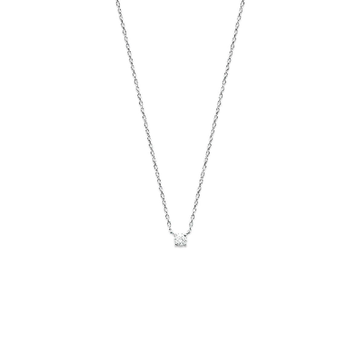 Solitaire Necklace in 925 Sterling Silver Plated Rhodium