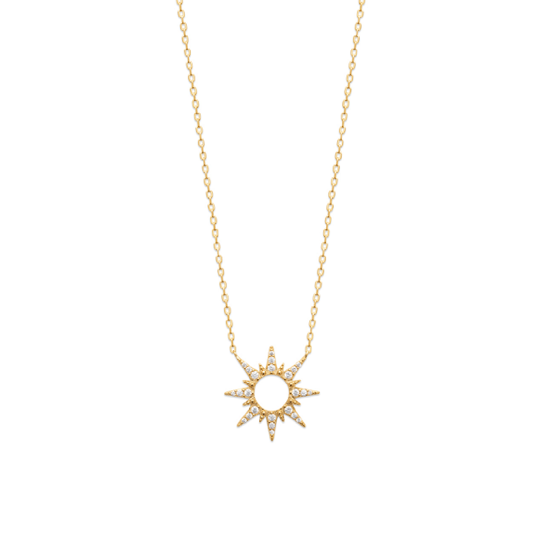 Mystigrey Soleil 18K Gold Plated  Sun Necklace for Women with Cubic Zirconia
