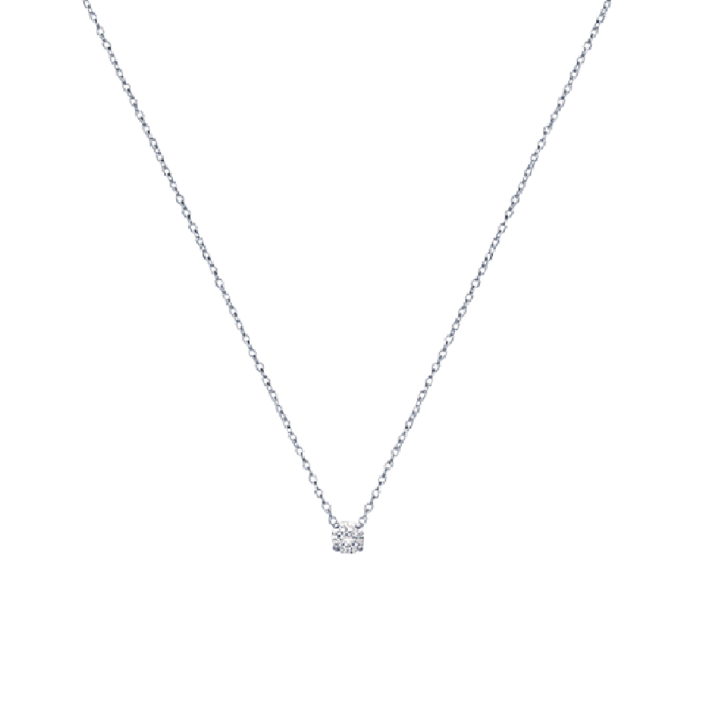 Solitaire Necklace in 925 Sterling Silver Plated Rhodium
