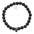 Mystigrey Rio Stainless Steel Bracelet for Men Lava Bead Black with Skull Large