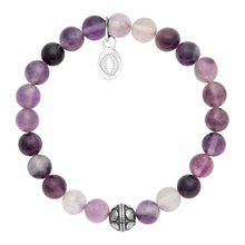 Load image into Gallery viewer, Rio Stainless Steel Bracelet Violet Fluorite with Steel Bead   Small

