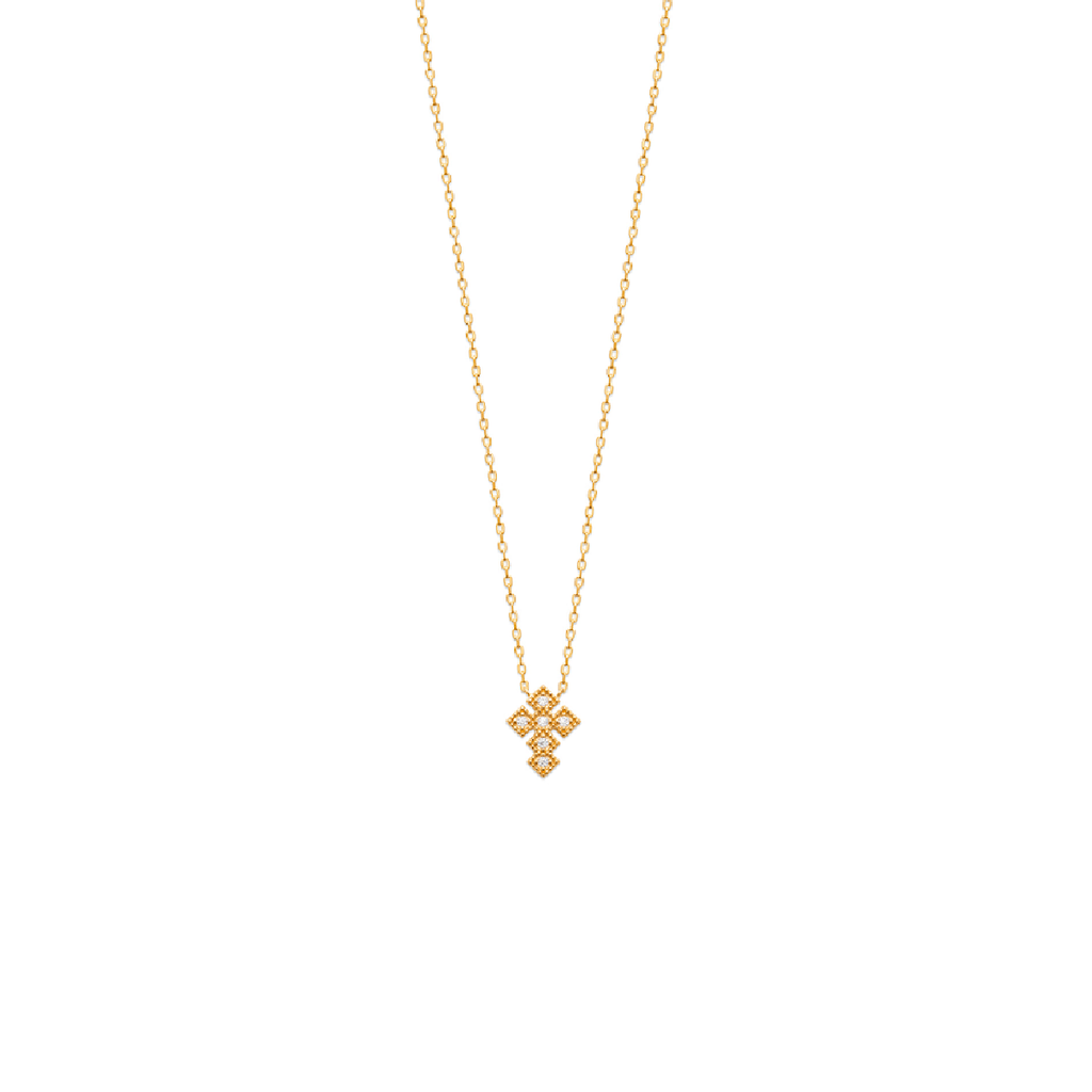 Mystigrey Small Cross 18K Gold Plated Necklace for Women with Cubic Zirconia White