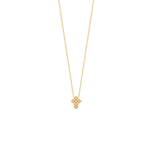 Load image into Gallery viewer, Mystigrey Small Cross 18K Gold Plated Necklace for Women with Cubic Zirconia White
