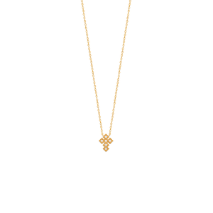 Mystigrey Small Cross 18K Gold Plated Necklace for Women with Cubic Zirconia White