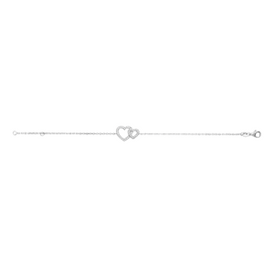 Mystigrey Milena Two Small Hearts .925 Sterling Silver Plated Rhodium and 18K Gold Plated Bracelet for Women with Cubic Zirconia