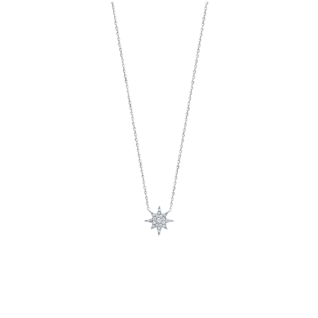 Mystigrey Polaris .925 Sterling Silver Plated Rhodium Necklace for Women with Cubic Zirconia