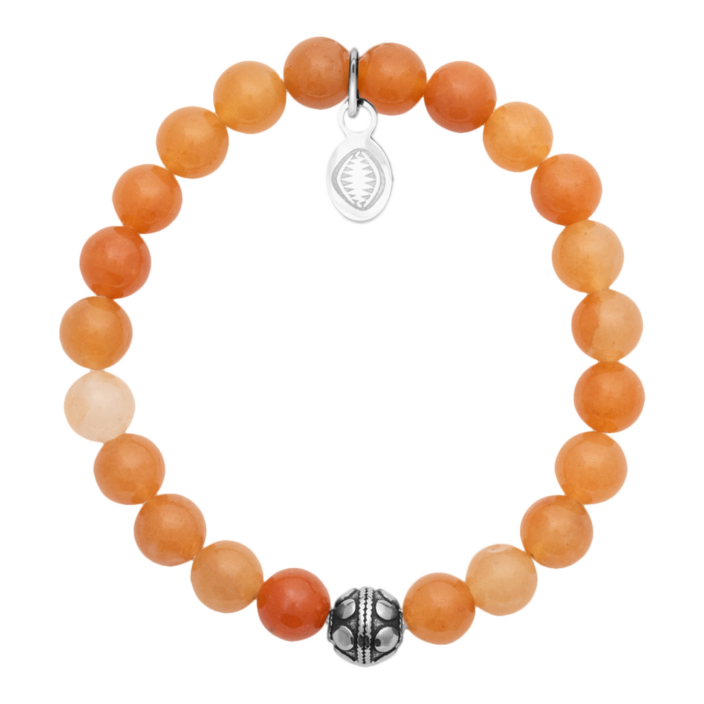 Rio Stainless Steel Bracelet Orange Quartzite with Steel Bead   Small
