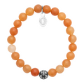 Rio Stainless Steel Bracelet Orange Quartzite with Steel Bead   Small