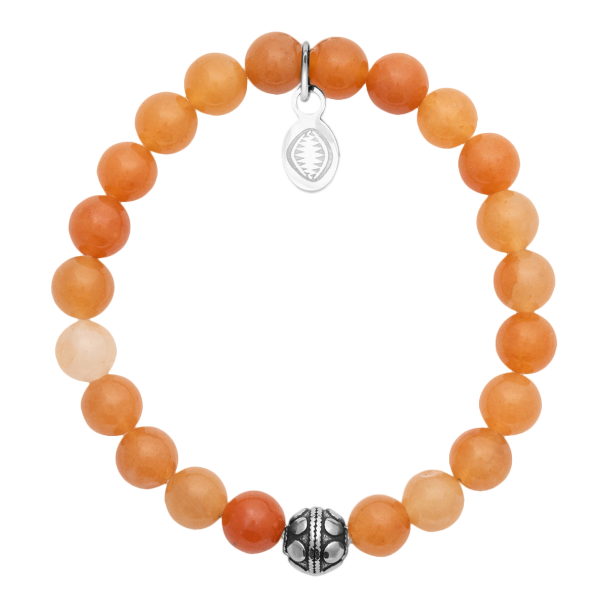 Rio Stainless Steel Bracelet Orange Quartzite with Steel Bead   Small