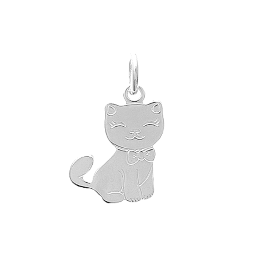 Cat Pendant in 925 Sterling Silver Plated Rhodium or 18K Gold Plated