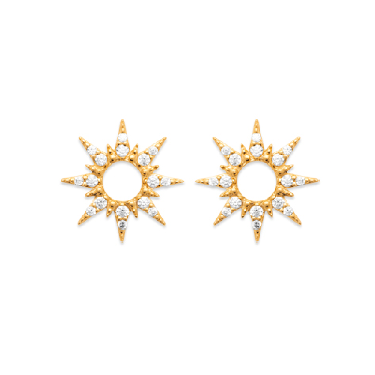 Soleil Sun Stud Earrings in 18K Gold Plated