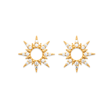 Load image into Gallery viewer, Mystigrey Soleil 18K Gold Plated Sun Stud Earrings for Women with Cubic Zirconia

