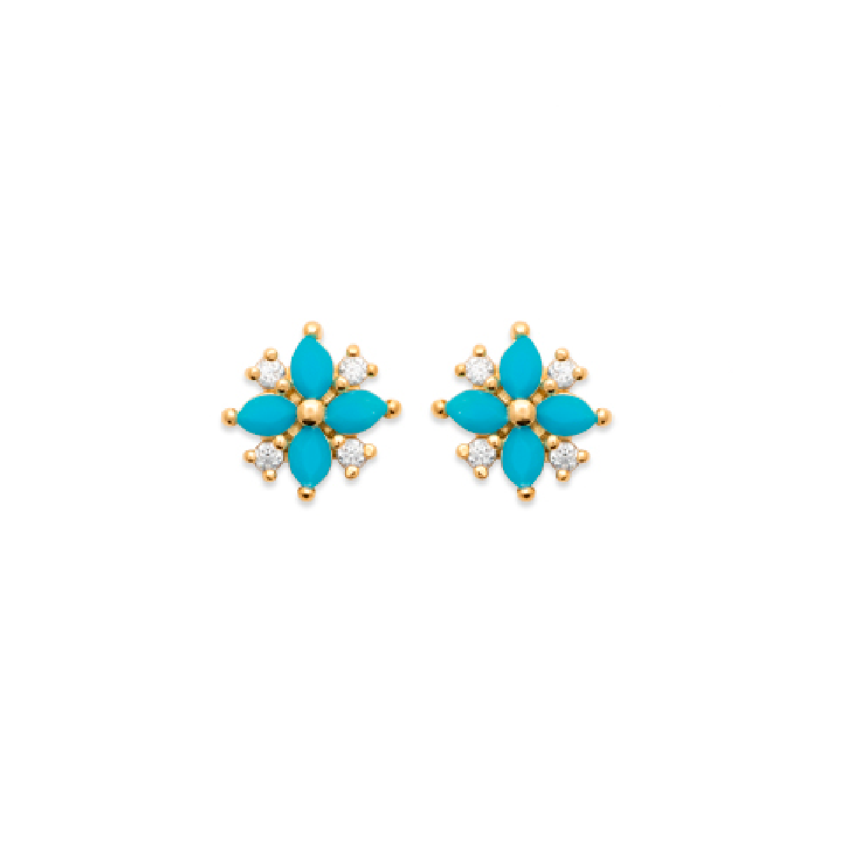 Blue Flower Earrings in 18K Gold Plated