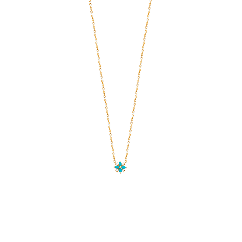 Blue Flower Necklace in 18K Gold Plated