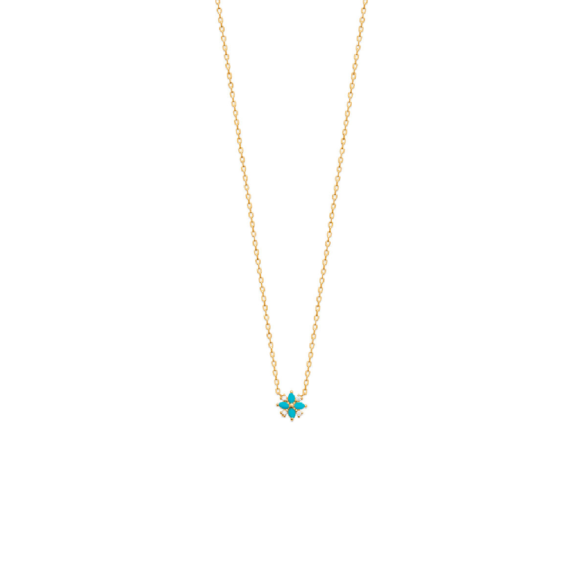 Blue Flower Necklace in 18K Gold Plated