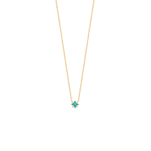 Mystigrey Blue Flower 18K Gold Plated Necklace for Women