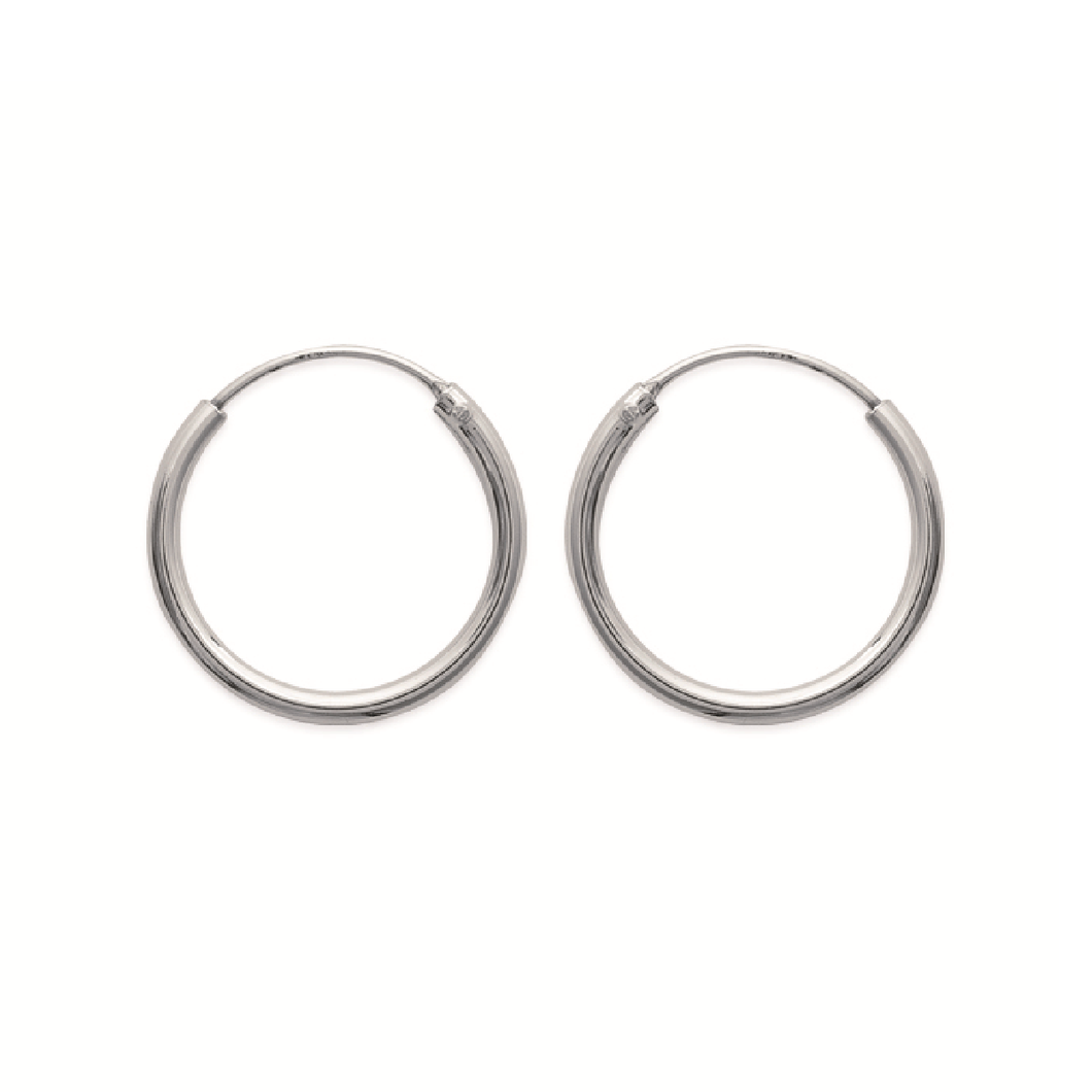 Mysti .925 Sterling Silver Plated Rhodium Hoop Earrings